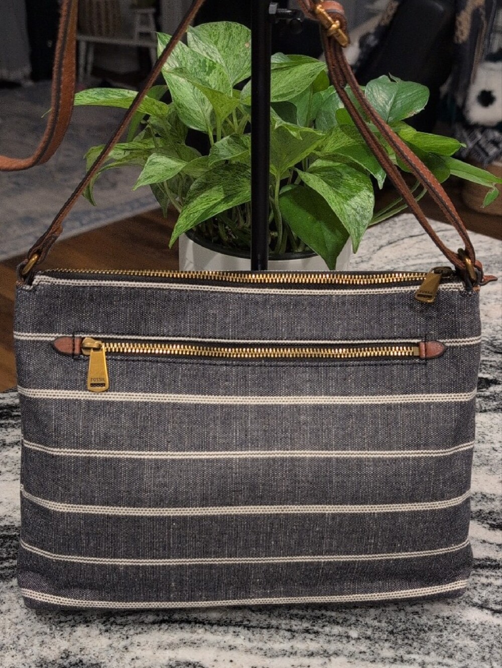 Fossil Denim Stripe Crossbody Bag - Picture 2 of 8